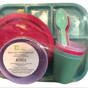 Mainstays Dinning Kitchen Children Kids BPA Free Kids' Dinnerware Set 24